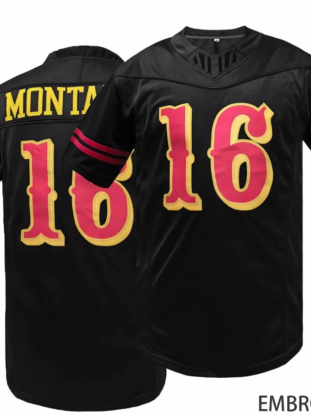 49er #16 Joe Montana Black '16' Sports Jersey Shirt - Style